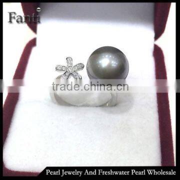 nature pearl price round sea pearl price small flower pearl ring real 925 silver ring