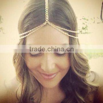 Wholesale high quality Women Fashion Metal indian head chain bridal head chain