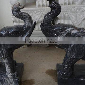 Elephant couple black stone statue DSF-T146