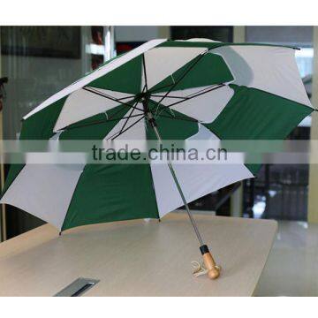 wooden handle vents golf umbrella with backpack sleeve