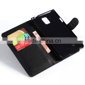 Hot Selling Ultra Thin Lichee PU Leather Case Wallet Folio Flip Cover for Samsung GALAXY Note 4 photo-5