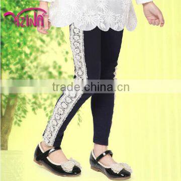 Cotton fabric with lace side wholesale kids leggings