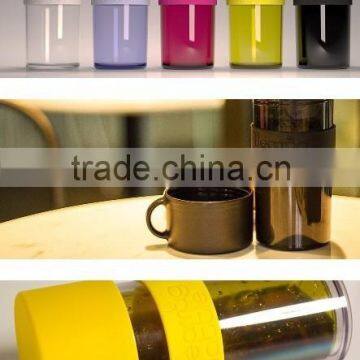 silicone sleeve double-wall Plastic vacuum flask