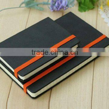 Leather pocket hardcover notebook with elastic rope