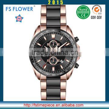 FS FLOWER - IP Tone Color Plated Alloy Watch Good Polishing High Quality Leather Strap Cheap Watches For Men