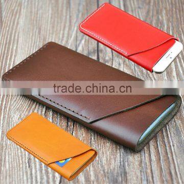 Simple design high quality leather protective for iphone 6 case with back slot