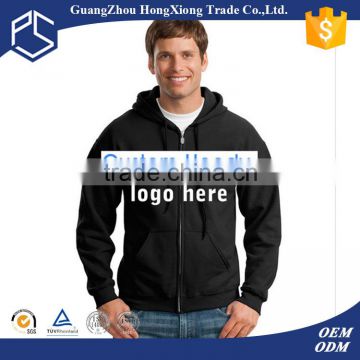 Guangzhou Daijun good quality full zip with hood black cotton design your own logo plain men hoodie