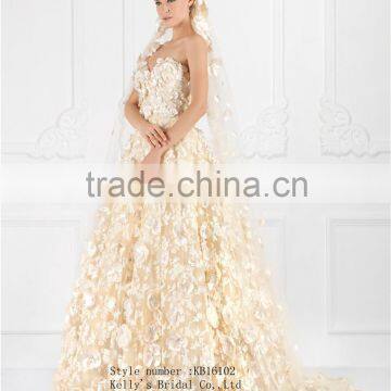 2016 Appliqued Excellent A-line Style Organza Fabric off Shoulder Sleeveless Evening Dress/ Prom Dress photo-4