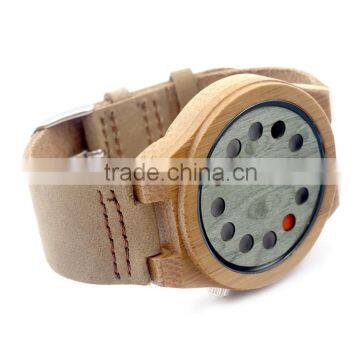 China 100% Genuine Leather Band Watch Japan Movement Wood Watch photo-3