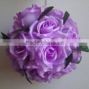 High quality fake silk flower ball, 18 heads round rose ball for wedding decorations