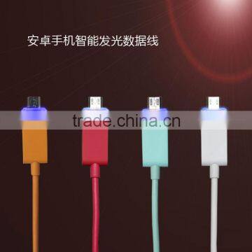 1m round led micro usb cable for samsung/Huawei/Xiaomi/HTC