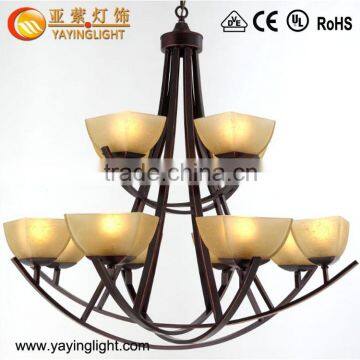 Wrought iron antique glass chandelier,Simple bedroom european style glass chandelier