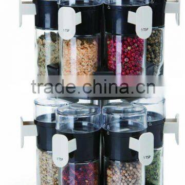 SINOGLASS 12pcs Measurable Cylinder Glass Spice Jar With Rack 100ml Glass Jars