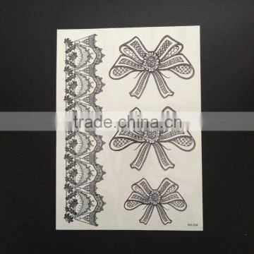 WX- 034 Fashinable Black Only Bowknot Tattoo Sticker / CMYK Arm Tattoos for Female