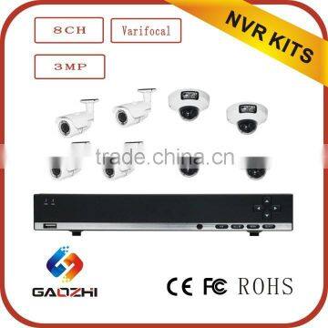 3MP Security IP Camera 8ch POE NVR kits
