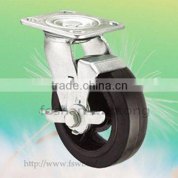 Black Rubber Industrial Heavy Duty Swivel Caster With Brake