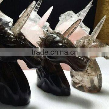 Natural Deep Smoke Quartz Crystal Unicorn Hippocampus Manual Carve for Sale photo-4
