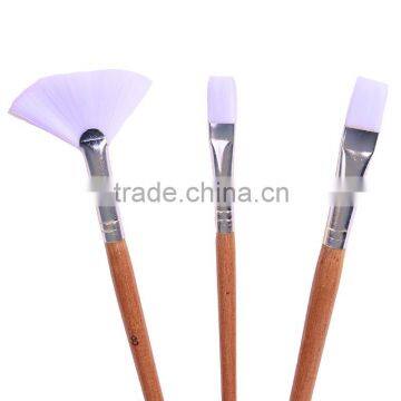 Bulk Cheap 3 Pcs Set Long Handle White Nylon Hair Fan Shaped Artist Oil And Acrylic Paint Brush