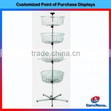 fashionable design floor rotating metal 4 tier fruit basket stand