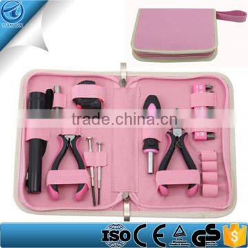 Promotion 23 Piece Home Pink Tool Kit With Ledlight ,Measuring Tape ,sockets Great Gifts For Ladies