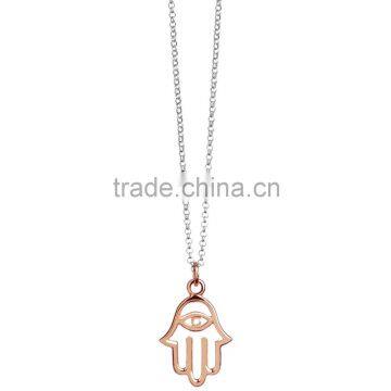 Custom Hand Shape Rose Gold Covered Hamsa Hand Pendant