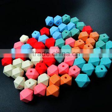 20*20*20mm painted color wood beads polyhedron beads DIY findings supplies 3000045~3000051