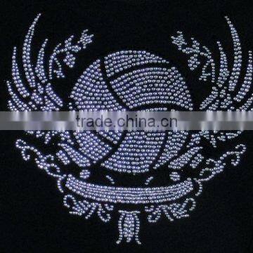 Rhinestone Volleyball with Wing Iron on Hot Fix Transfer