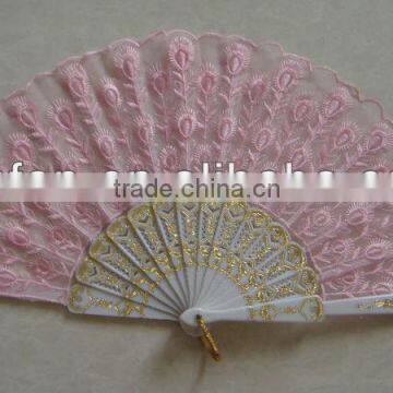 plastic with lace hand held fan