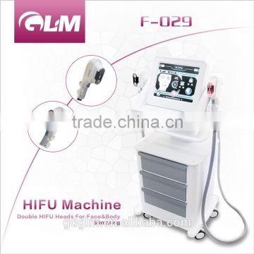 Skin Tightening F-029 Double-Handle Hifu Ultrasound Face High Frequency Skin Machine Lift/ Wrinkle Removal Machine Factory Price 4MHZ