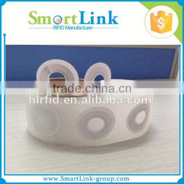 low cost RFID Transparent CD INLAY in roll, 13.56MHZ i-code slix rfid tag DVD label sticker for book management