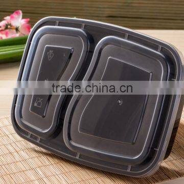 High Quality 2 Dividers Black Plastic Food Bento Boxes photo-4