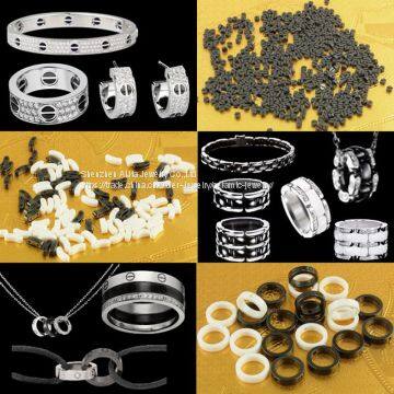 White Zirconia Ceramic Engagement Wedding Gift Jewelry Ring photo-2