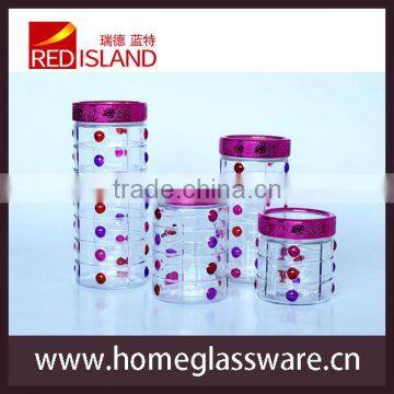 Hot sale cheap dot shape glass jar with hand painted