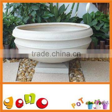 Flanging edge Basin shape feibr stone flower pot planter garden ornament