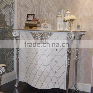 Louis XVI Style Vintage Furniture Luxury Bedroom White and Silver Color Chest of Five Drawers Cabinet photo-2
