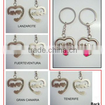 Love theme metal heart keychain