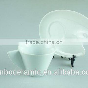 White Stock Cafe Cup and Saucer, Mini Coffee Cup and Saucers With Spoon Factory Cheap Price photo-3