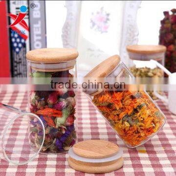 Square Borosilicate Glass Cans with Bamboo Lid for Dry Food