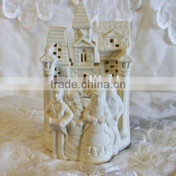 Bisque Porcelain Carolers Votive Holder, Partylite Village Christmas P0204 Candle Holder photo-3
