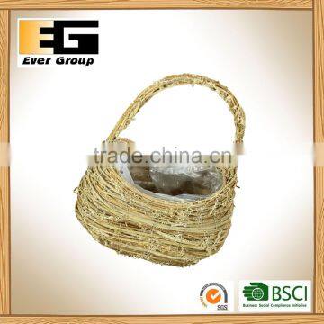 Handbag Shaped Natural Rattan Woven Flowerpot photo-5