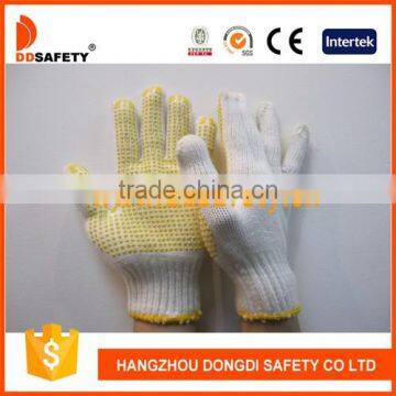 DDSAFETY 2017 Knitted Working Gloves With Yellow PVC Dots On Dide