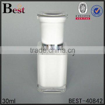 cosmetic 30ml 60ml white color square plastic acrylic lotion bottle with pump