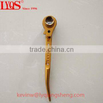 Tapered podger end ratchet wrench