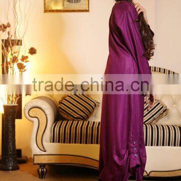 Pakistani Purple Kurti With Front Neck Diamante Buttons Designs HSd7078 photo-5