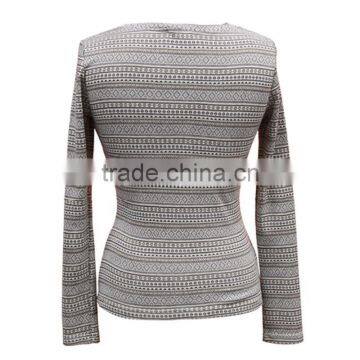 Autumn New Women Casual Long Sleeve Round Collar Cotton Tops and Blouse photo-2