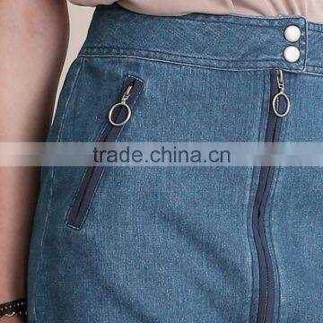 HAODUOYI Summer Women Skirts Casual Solid Blue Denim Female Mini Skirt Streetwear Ladies Zippers Brief Skirt for Wholesale photo-6