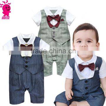 2015 Popular New Arriver Baby Boy Suit Vest + Baby Bodysuits Bowknot Wedding Special Christening Formal baby Clothes