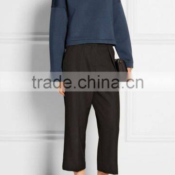 Wholesale Plain Fleece Cropped Stretch Crewneck Sweatshirt for Women photo-2