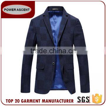 Wholesale Casual Men'S Fashion Check Button Suit Jacket Blazer photo-1
