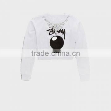 White Women Hoodies Dew Navel Long Sleeve Sweater for Women photo-4
